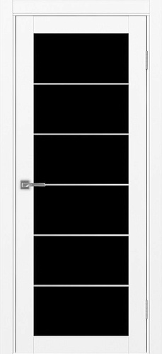 Дверь Эко 501.2 АСС белый снежный молдинг SC, lacobel черный