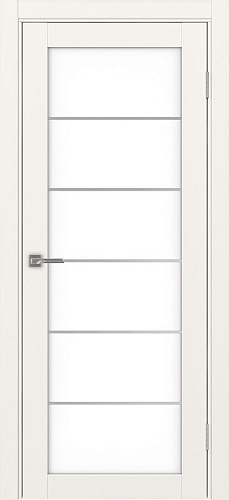 Дверь Эко 501.2 АСС бежевый молдинг SC, lacobel белый