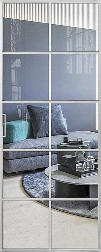 Перегородка Alum №9 хром, стекло прозрачное