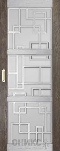 Перегородка Оникс №2 дуб античный/серебро/Р-№8, сатинат белый