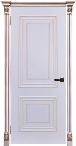 Дверь ДР Finezza Багет-30 эмаль белая, патина капучино, глухая