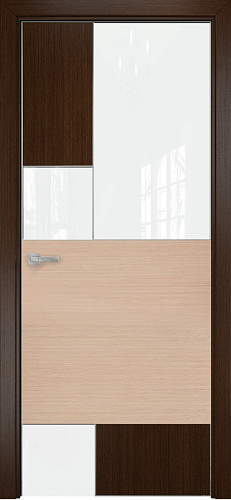 Дверь Оникс New York венге/беленый дуб, глухая с вставкой лакобель RAL 0333