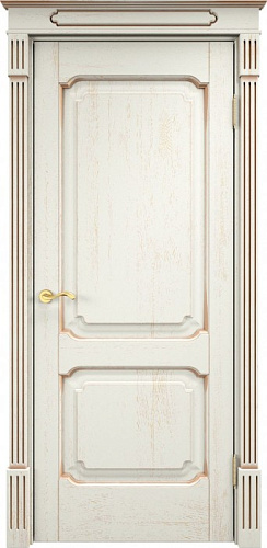 Дверь ПМЦ массив дуба Д7 эмаль F120 с золотой патиной, глухая