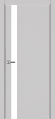 Дверь Эко 211 пепельный, кромка AL хром SC с 2-х сторон, lacobel белый