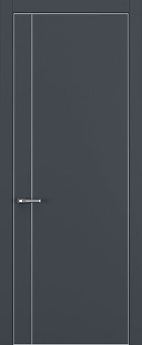 Дверь Z K14 полипропилен  графит премьер, ALU кромка хром, молдинг серебро, глухая