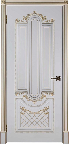 Дверь ДР Finezza Александрия 2 эмаль слоновая кость патина золото, глухая