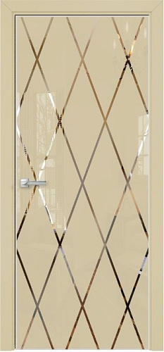 Дверь Оникс Арт лакобель RAL 1015, зеркало №11