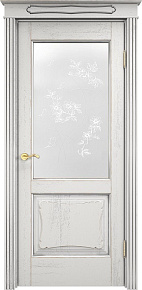 Недавно просмотренные - Дверь ПМЦ массив дуба Д6 белый грунт с патиной серебро микрано, стекло 6-6