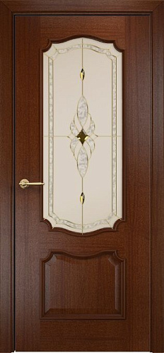 Дверь Оникс Венеция красное дерево, стекло "Витраж Бевелс"