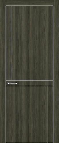 Дверь Z K20 toppan дуб темный, ALU кромка хром, молдинг серебро, глухая