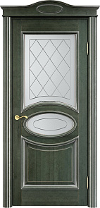 Недавно просмотренные - Дверь ПМЦ массив ольхи ОЛ26 зеленый с патиной серебро, стекло 26-2