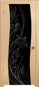 Недавно просмотренные - Дверь Арт Деко Вэла беленый дуб, триплекс черный  рисунок со стразами