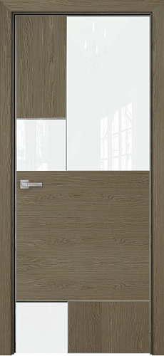 Дверь Оникс New York дуб кофейный, глухая с вставкой лакобель RAL 0333