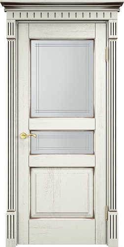 Дверь ПМЦ массив дуба Д5 эмаль F120 с черной патиной, стекло 5-3