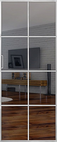 Перегородка Alum №8 хром, триплекс зеркало графит