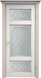 Недавно просмотренные - Дверь ПМЦ массив ольхи ОЛ55 белый грунт с патиной золото, стекло 55-8