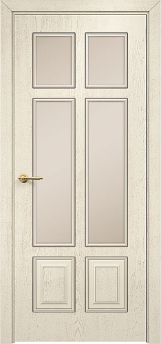 Дверь Оникс Гранд фрезерованная эмаль слоновая кость патина коричневая, сатинат бронза