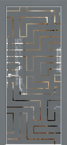 Дверь Оникс Арт, лакобель серый RAL 7040, зеркало №12