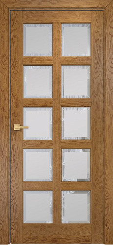 Дверь Оникс Вена 2 дуб золотистый, сатинат с фацетом