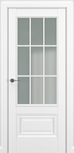 Дверь Z Турин АК В1 экошпон белый, сатинат, английская решетка