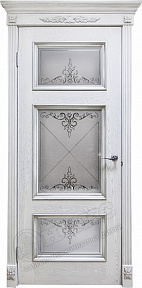 Недавно просмотренные - Дверь Оникс Прованс эмаль белая патина серебро, контурный витраж №1