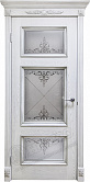 Схожие товары - Дверь Оникс Прованс эмаль белая патина серебро, контурный витраж №1