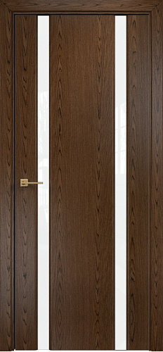 Дверь Оникс Престиж 2 орех тангентальный, триплекс белый