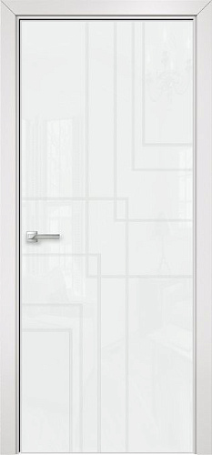Дверь Оникс Арт, лакобель белый RAL0333 пескоструй №13