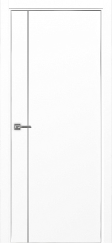 Дверь Эко 204 белый снежный молдинг SC, кромка AL хром SC с 4-х сторон, глухая