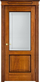 Дверь ПМЦ массив дуба Д6 медовый с патиной орех, стекло 6-7