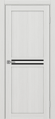 Дверь Эко 552.12 ясень серебристый, lacobel черный