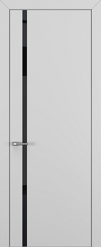 Дверь Z K1 полипропилен серый, ALU кромка хром, лакобель black classic, глухая