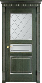 Недавно просмотренные - Дверь ПМЦ массив ольхи ОЛ5 зеленый с патиной серебро, стекло 5-2
