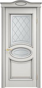 Недавно просмотренные - Дверь ПМЦ массив ольхи ОЛ26 белый грунт с патиной серебро, стекло 26-2