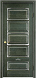 Дверь ПМЦ массив ольхи ОЛ44 зеленый с патиной серебро, глухая