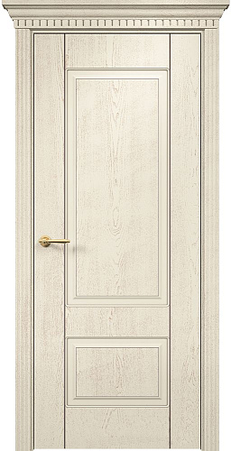 Дверь Оникс Марсель фрезерованная эмаль слоновая кость патина коричневая, глухая