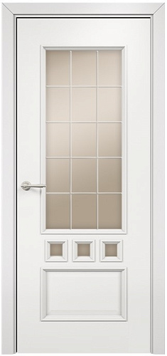 Дверь Оникс Амстердам эмаль белая, сатинат с внутренней решеткой