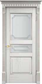 Недавно просмотренные - Дверь ПМЦ массив дуба Д5 белый грунт с патиной серебро микрано, стекло 5-1