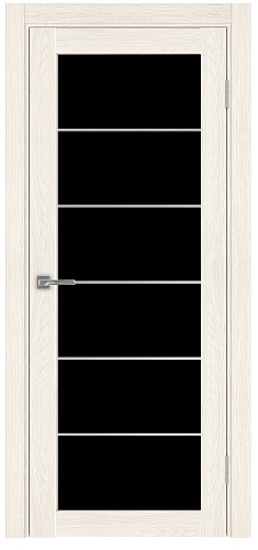 Дверь Эко 501.2 АСС ясень светлый молдинг SC, lacobel черный