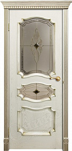 Недавно просмотренные - Дверь Оникс Барселона эмаль слоновая кость патина золото, стекло "Витраж Бевелс"
