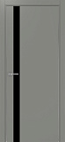 Дверь Эко 211 серый, кромка AL хром SC с 2-х сторон, lacobel черный