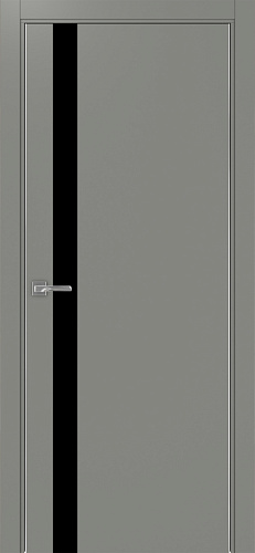Дверь Эко 211 серый, кромка AL хром SC с 2-х сторон, lacobel черный