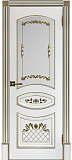 Дверь ДР Финеза Алина эмаль белая патина золото, стекло