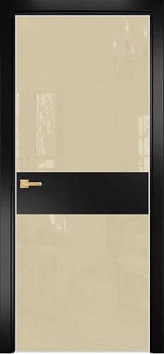 Дверь Оникс Соло 2 эмаль черная, глухая, Lacobel RAL 1015