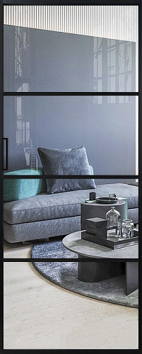 Перегородка Alum №4 черный, стекло прозрачное