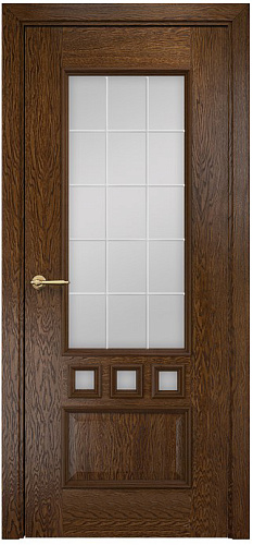 Дверь Оникс Амстердам дуб коньячный, гравировка решетка