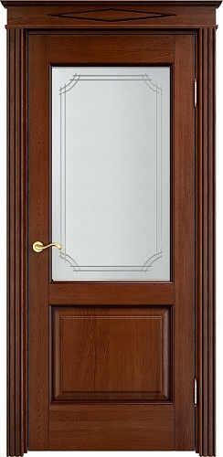 Дверь ПМЦ массив дуба Д13 коньяк с патиной, стекло 13-5