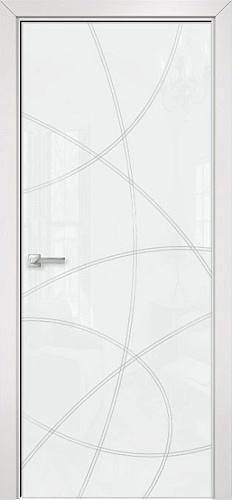 Дверь Оникс Арт, лакобель белый RAL0333 контурный витраж №6