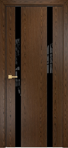 Дверь Оникс Верона 2 орех тангентальный, триплекс черный