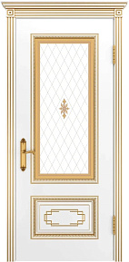 Недавно просмотренные - Дверь ИУ Эмаль Классика  Дуэт D3 Багет В2 эмаль белая патина белое золото, остекленное рис. 2